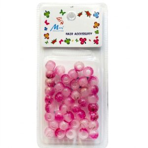 Pink marble effect hair beads in a clear container, perfect for styling and accessories.