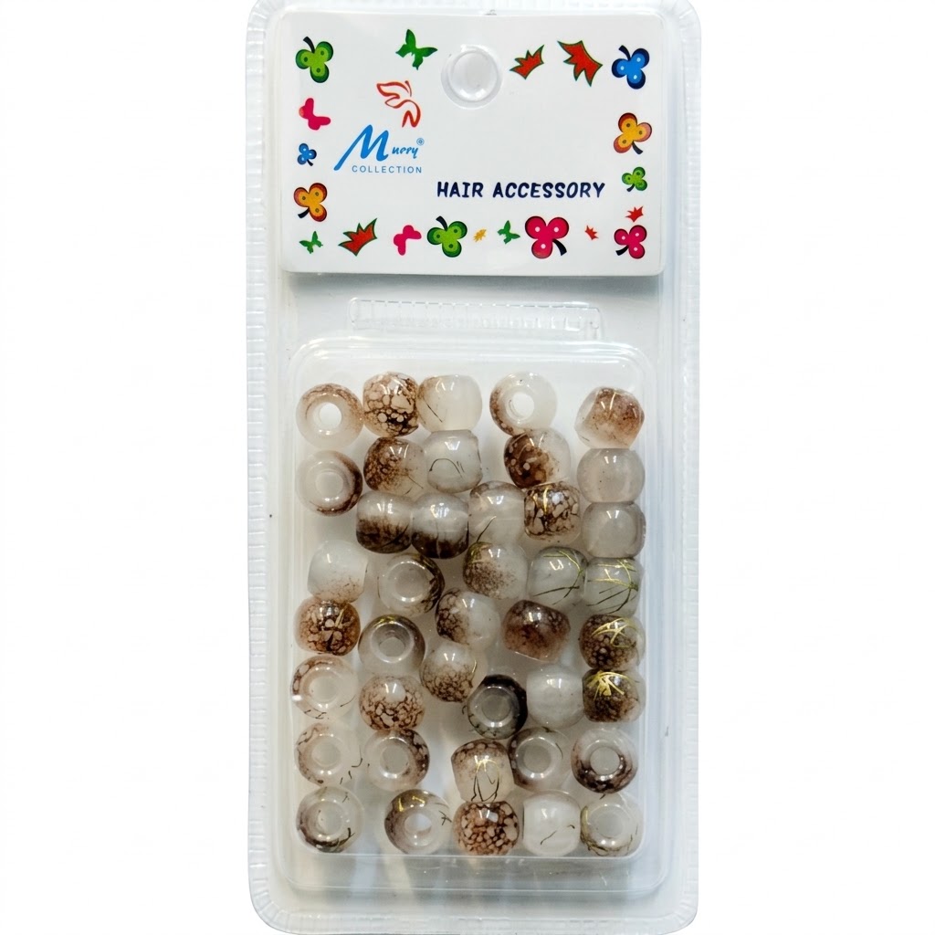 Marble Effect Brown Colour Hair Beads in a pack