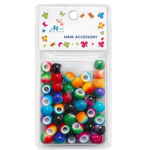 Colourful hair beads in a pack for styling and accessorising hair.