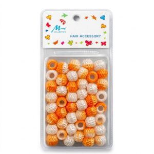 Murry Collection barrel shape orange hair beads in a pack