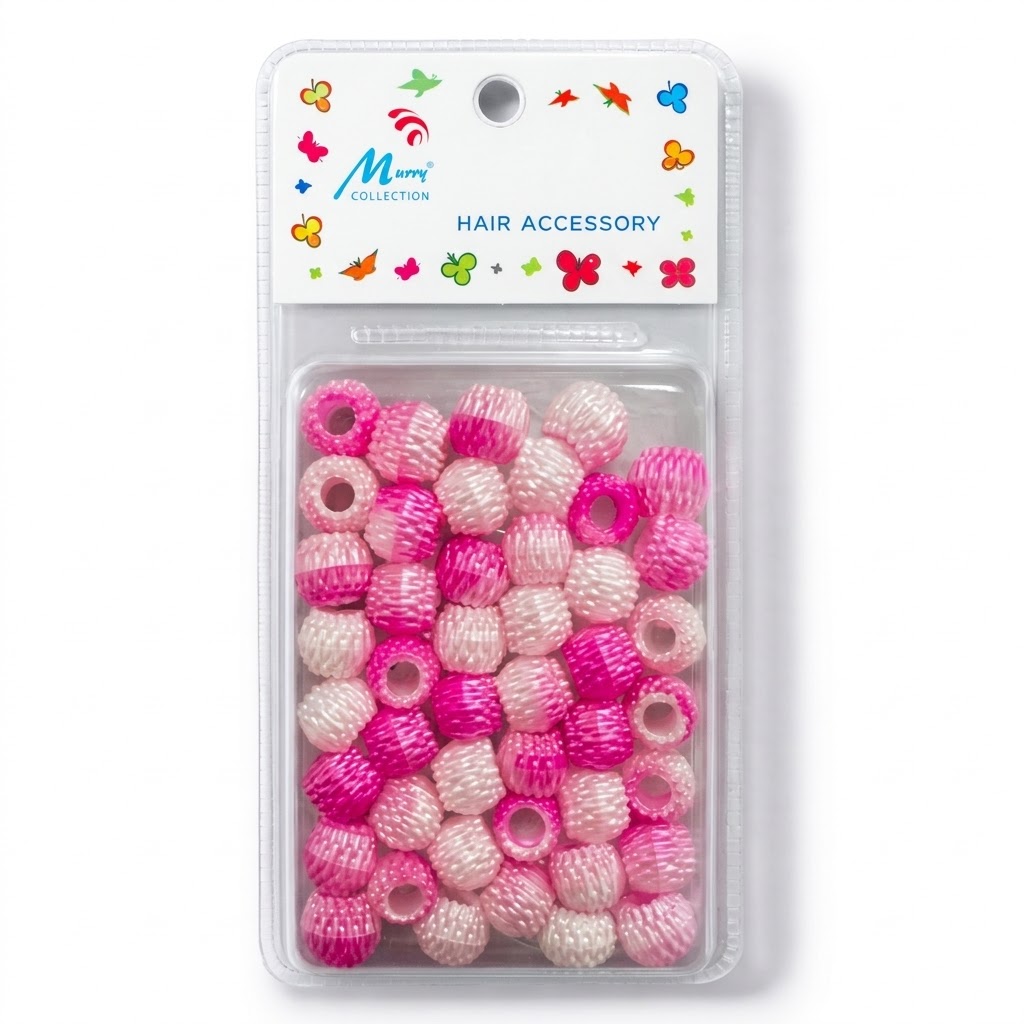 Barrel shape hair beads in pink colour for stylish hair accessories
