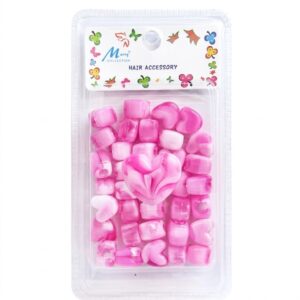Lite pink heart-shaped hair beads for styling
