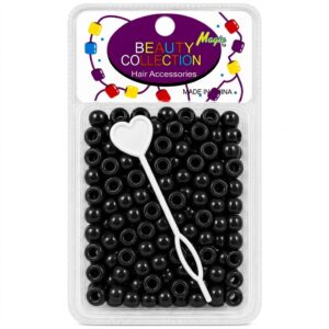 Round black hair beads for braiding and styling