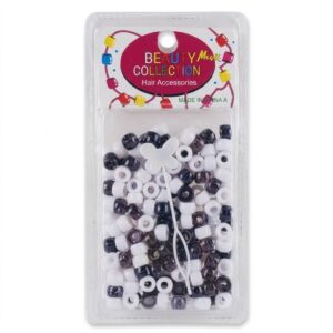 Black, clear, and white hair beads for styling and accessories