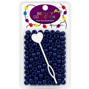 Round beads in navy blue, perfect for hair styling and braiding.