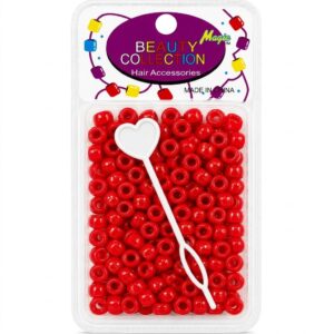 Pack of 200 round red beads for hair accessories
