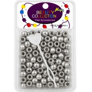 Round silver beads for hair styling accessories