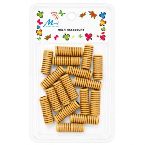 Fancy wooden beads in vibrant yellow and black stripes for hair styling accessories