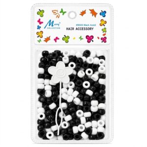 8mm Round Beads in Black and White for hair styling accessories