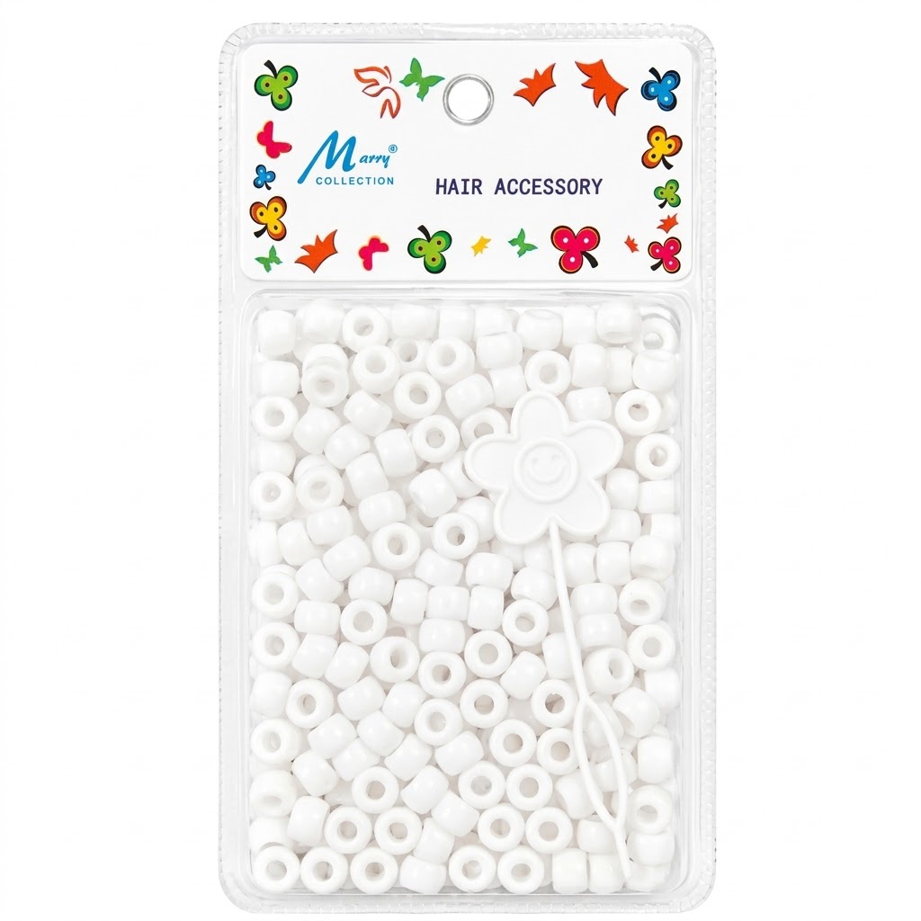Round 8MM White Beads for Hair Accessories