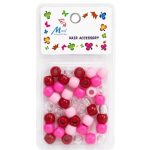 Colourful hair beads in pink and white for stylish hair accessories