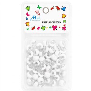 Clear and white mix hair beads for styling and accessories