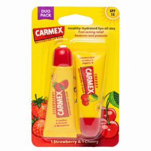 Carmex Twin Pack Tube Strawberry & Cherry 10*2 g - Moisturising lip balm with SPF 15