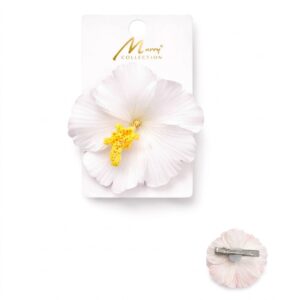 Bright White Floral Hair Clip with yellow centre, perfect for hair styling and accessories.