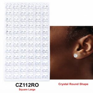 Cubic Zirconia Round Large Silver Colour ear studs displayed with model wearing them