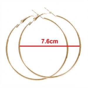 Fancy Round Hoop Earrings in Gold 7.6cm