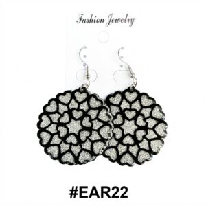 Black and silver round heart earrings from Fashion Jewelry