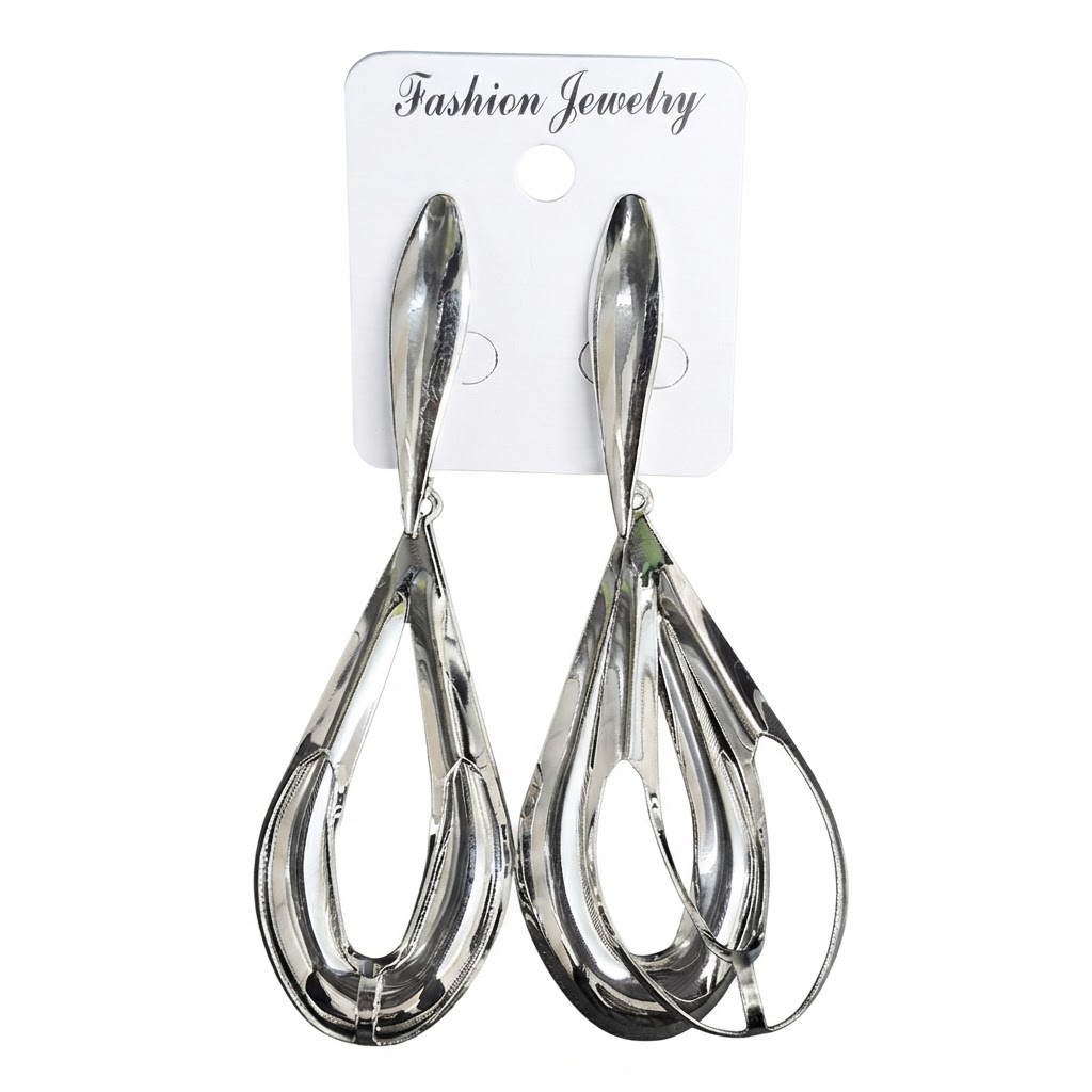 Long Silver Fancy Earrings for Women