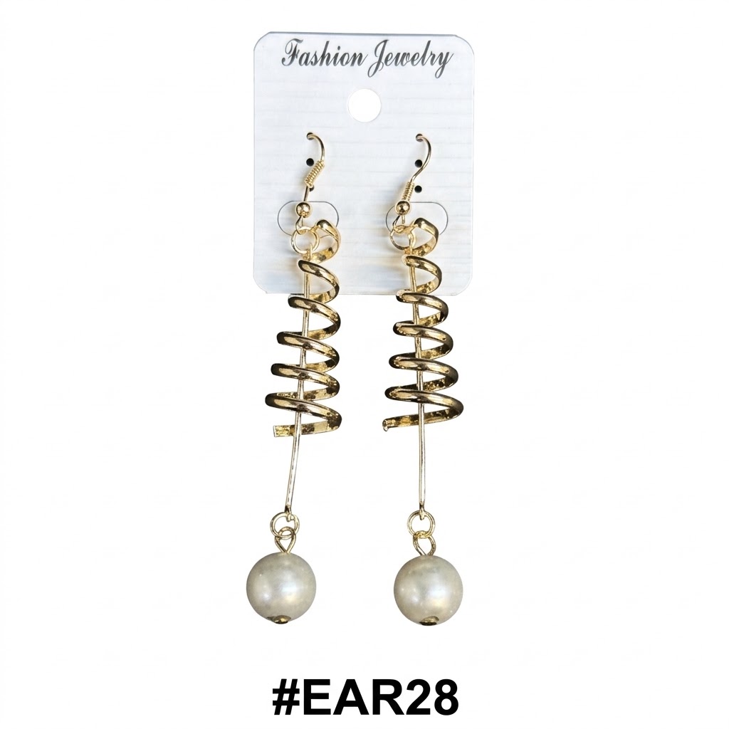 Elegant gold spiral earrings with pearl accent for women