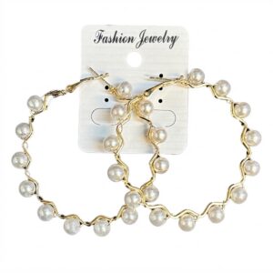 Fashion Jewelry Fancy Gold Earrings with Pearl Round Design