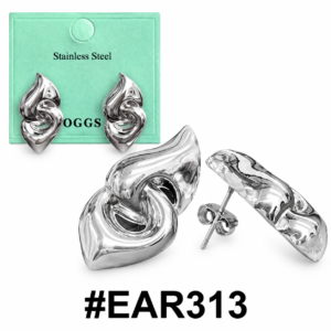 Stylish silver double buckle earrings made from stainless steel