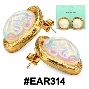 Gold Perl Square Stud Earrings from Murry Collection