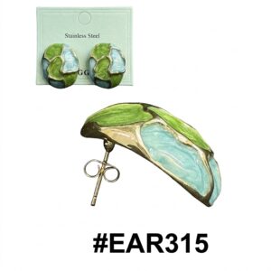 Vibrant green and blue enamel dangle earrings