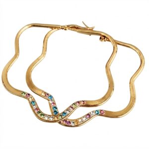 Fancy Gold Earrings with Colorful Stones