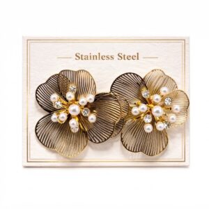 Gold layered flower design earrings made from stainless steel