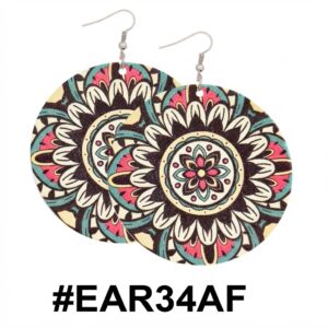 New African Style Round Earrings with vibrant patterns