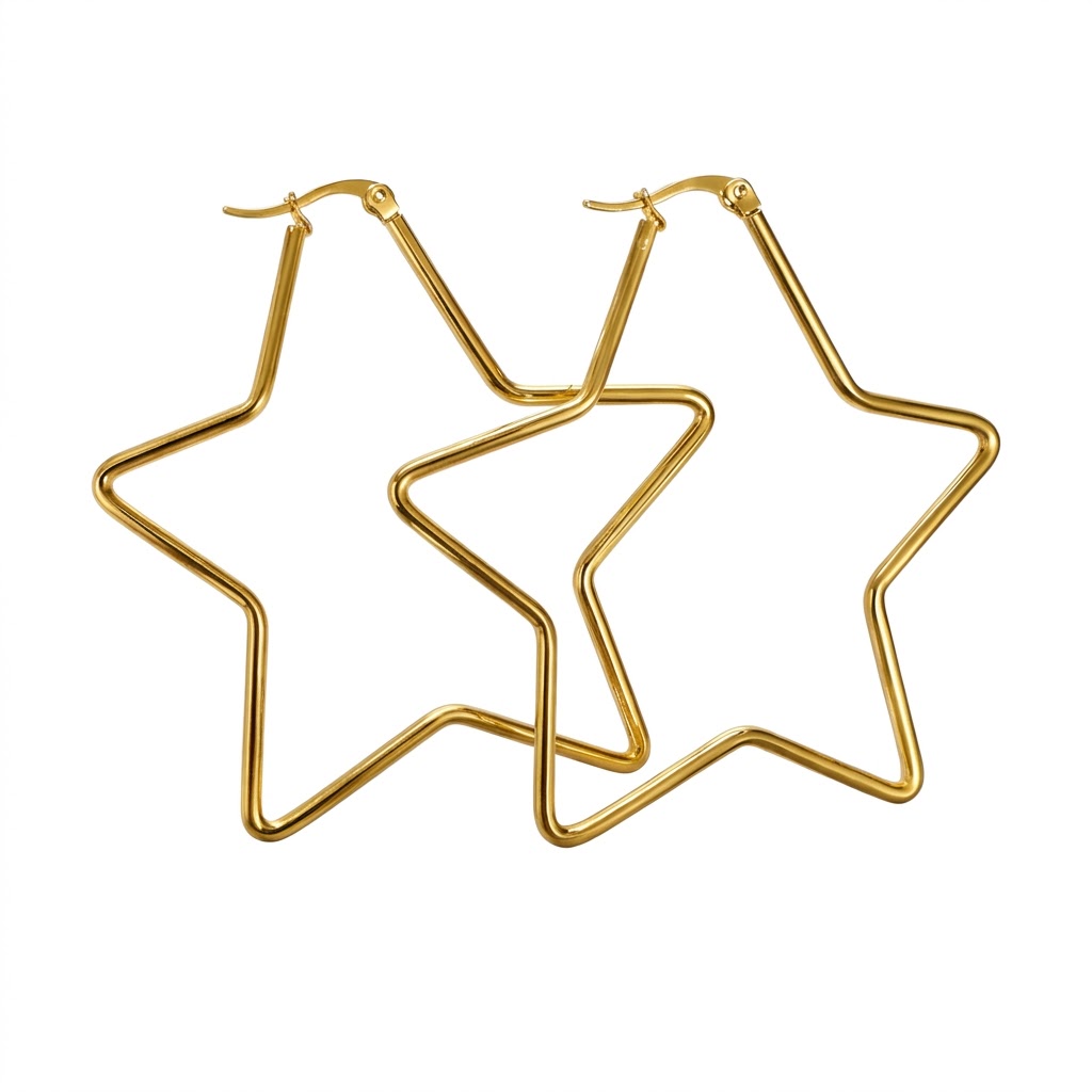 Fancy Gold Star Shape Earrings from Murry Collection