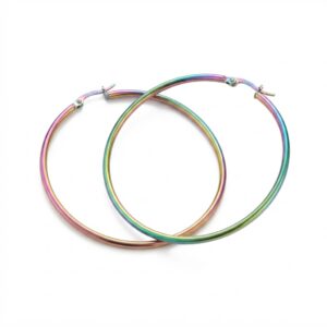 Fancy Earring Gold Rainbow Large Hoop Statement Earrings