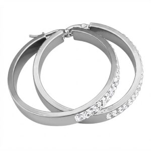 Fancy silver hoop earrings with stone detail