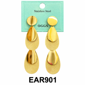 Earrings OGGS Gold Large Size Drop in Stainless Steel #EAR901