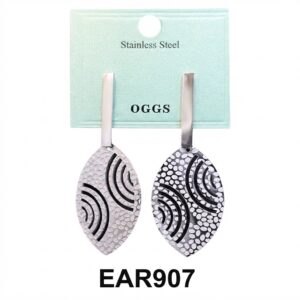 Fancy round stainless steel earrings in silver by OGGS