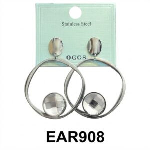 Stylish OGGS fancy round silver earrings with crystal detail