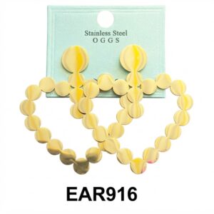 Fancy Round Gold Earrings in Stainless Steel