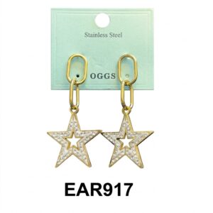 Earrings OGGS Gold Star Style Fancy with Crystal #EAR917