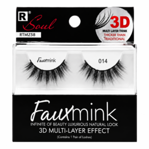 Natural 3D Mink Eyelashes 014blk in packaging, showcasing multi-layer effect and natural look.