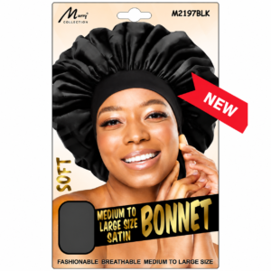 Murry Collection Soft Satin Bonnet in black, suitable for medium to large sizes