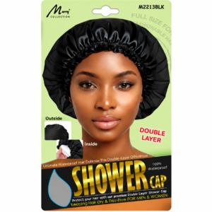 Murry Double Layer Shower Cap in Black for waterproof hair protection
