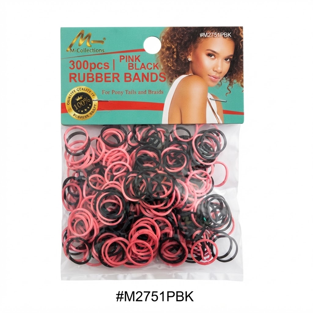 Murry Collection Rubber Bands in Black and Pink, 300pcs pack