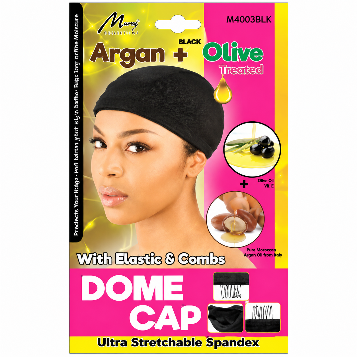 Argan Dome Cap with 3 Comb in black, perfect for styling and protection