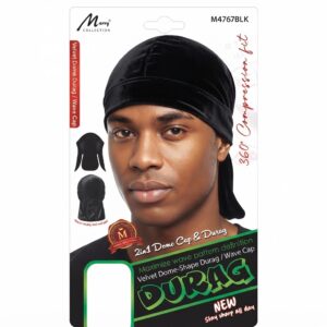 Murry Velvet Dome-Shape Durag Black for wave definition and stylish look