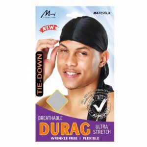 Murry Sports Durag in Black for men, perfect for hair protection and style.