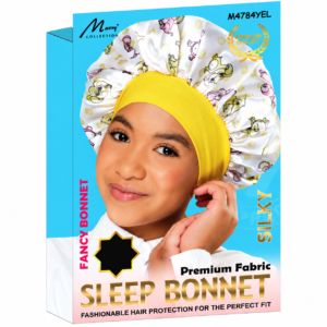 Kids Fancy Silky Bonnet With Band Yellow for hair protection