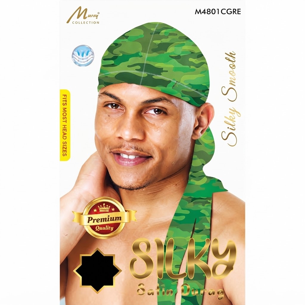Murry Silky Satin Durag in Green Pattern for men