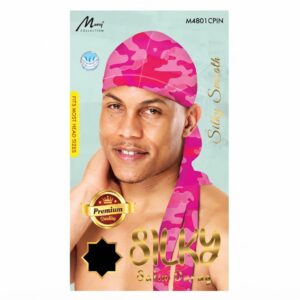Murry Silky Satin Durag in pink pattern, perfect for hair protection and style