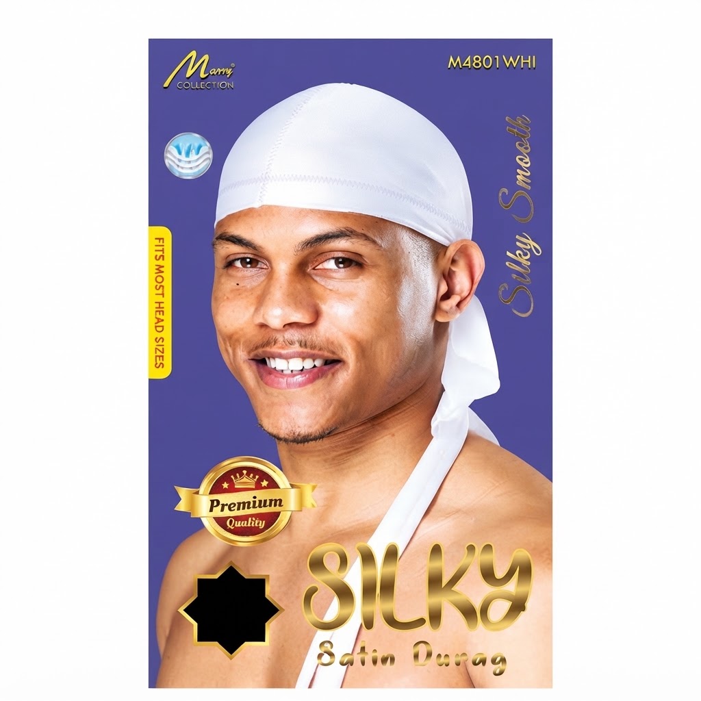Murry Silky Satin Durag White for men, premium quality hair accessory