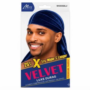 Murry Velvet Durag Blue for men's hair styling and waves